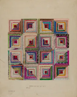 Edith Magnette Prints: Silk Patchwork for Pillow, c. 1936. Creator: Edith Magnette