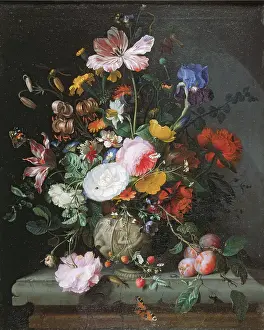 Assorted Prints: Sill life with Bouquet of Flowers, 1677. Creator: Jacob van Walscapelle