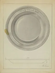 Reina Horace Prints: Silver Baptismal Basin, 1935/1942. Creator: Horace Reina