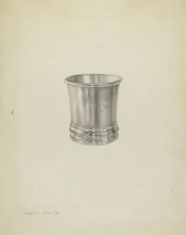 Beaker Prints: Silver Beaker, 1938. Creator: Dorothy Dwin