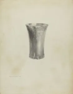 Beaker Prints: Silver Beaker, 1938. Creator: Dorothy Dwin