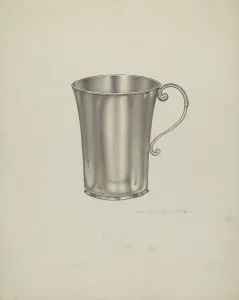 Beaker Prints: Silver Beaker with Handles, c. 1939. Creator: Rose Campbell-Gerke