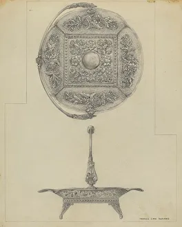 Francis Law Durand Prints: Silver Cake Dish, c. 1936. Creator: Francis Law Durand