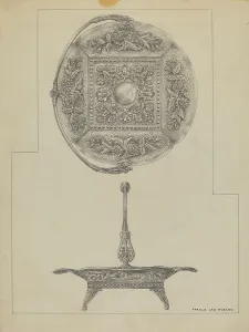 Francis Law Durand Prints: Silver Cake Dish, c. 1936. Creator: Francis Law Durand