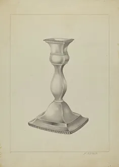 Reina Horace Prints: Silver Candlestick, c. 1937. Creator: Horace Reina