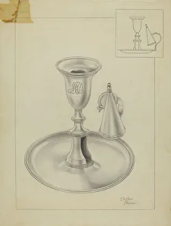 Holder Prints: Silver Candlestick Holder, c. 1936. Creator: Clayton Braun