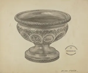 Paul Ward Prints: Silver Christening Bowl, c. 1937. Creator: Paul Ward
