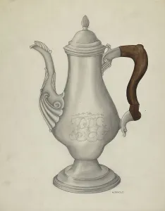 Coffee Pot Prints: Silver Coffee Pot, 1935/1942. Creator: Madeline Arnold