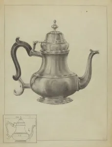 Graphite On Paper Prints: Silver Coffee Pot, 1935/1942. Creator: Unknown