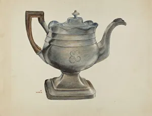 Stottlemeyer Margaret Prints: Silver Coffee Pot, c. 1936. Creator: Margaret Stottlemeyer