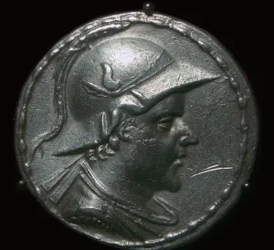 Silver coin of Eucratides I, a King of Bactria