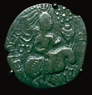 Silver coin of the Huns copying an Indian style, 5th century BC