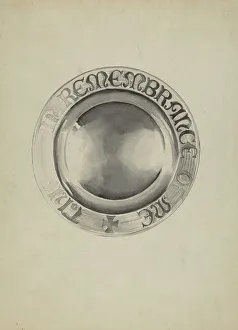 Ritual Object Prints: Silver Communion Plate, c. 1936. Creator: Lena Nastasi
