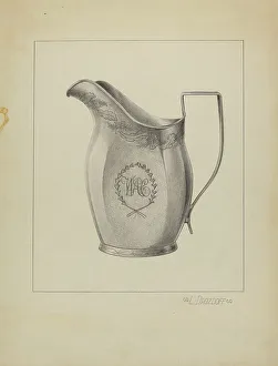 Graphite On Paper Prints: Silver Creamer, c. 1936. Creator: Leo Drozdoff