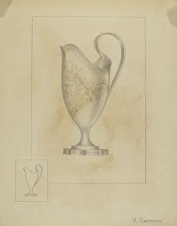 Cream Pitcher Prints: Silver Creamer, c. 1936. Creator: Vincent Carano