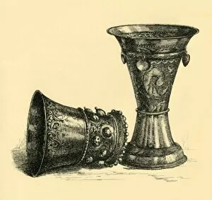 Stevenson Gallery: Two silver cups, 17th century?, (1881). Creator: R I Stevenson