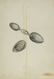 Folding Prints: Silver Folding Spoon, c. 1939. Creator: Alfred Walbeck