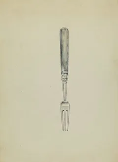 Forks Prints: Silver Fork, c. 1936. Creator: Herbert Russin