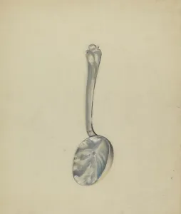 Jack Staloff Prints: Silver Funeral Spoon, c. 1936. Creator: Jack Staloff