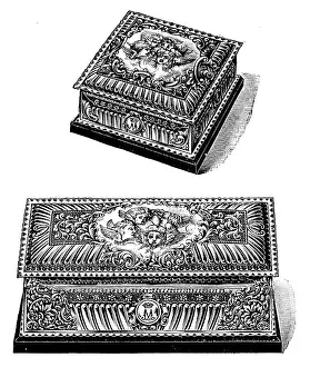 Mappin And Webb Prints: Silver gilt caskets for the toilet-table presented to the Duchess of York by Mr