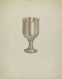 Campbell Gerke Rose Prints: Silver Goblet, c. 1939. Creator: Rose Campbell-Gerke