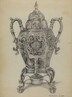 Nicholas Zupa Prints: Silver Hot Water Urn, c. 1936. Creator: Nicholas Zupa