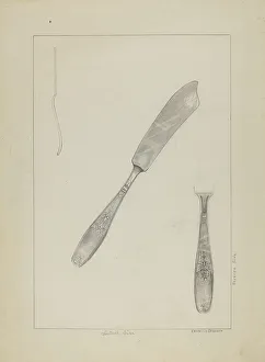 Ludmilla Calderon Prints: Silver Knife (Rogers Silverware), c. 1936. Creator: Ludmilla Calderon