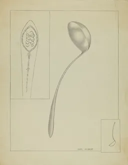 Ladle Prints: Silver Ladle, c. 1936. Creator: Karl Joubert