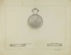 Strainer Prints: Silver Lemon Strainer, c. 1936. Creator: Michael Fenga