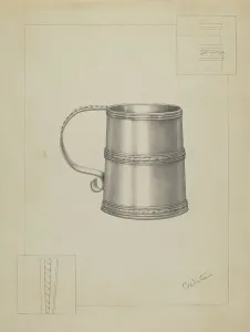 Winter Charlotte Prints: Silver Mug, 1935/1942. Creator: Charlotte Winter