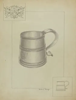 Heart Motif Prints: Silver Mug, c. 1936. Creator: Michael Fenga