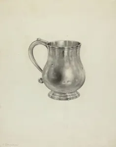 Graphite On Paper Prints: Silver Mug, c. 1938. Creator: Leo Drozdoff