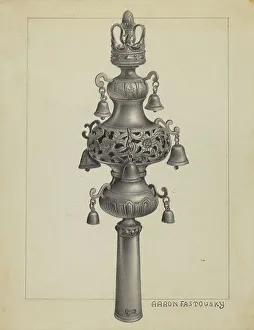 Aaron Fastovsky Prints: Silver Ornament for Scroll, c. 1936. Creator: Aaron Fastovsky