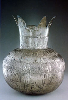 Grave Goods Collection: Silver pomegranate vase, from Tutankhamuns tomb, 14th century BC