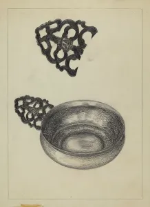 Porringer Prints: Silver Porringer, c. 1936. Creator: Rollington Campbell