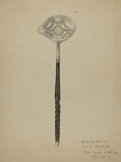 Punch Prints: Silver Punch Ladle, c. 1936. Creator: Harold Smith