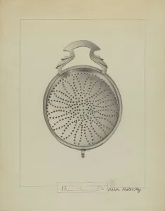 Strainer Prints: Silver Punch Strainer, c. 1936. Creator: Aaron Fastovsky