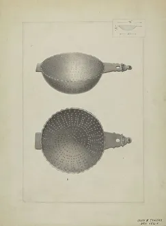 Strainer Prints: Silver Punch Strainer, c. 1936. Creator: John R. Towers