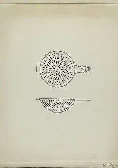 Strainer Prints: Silver Punch Strainer, c. 1936. Creator: John R. Towers