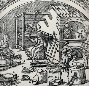 Smelting Prints: A Silver Refinery, 1556, (1917)