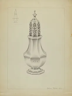 Salt Cellar Prints: Silver Salt Cellar, 1937. Creator: Amelia Tuccio