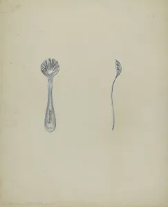 Anthony Zuccarello Prints: Silver Salt Spoon, 1935/1942. Creator: Anthony Zuccarello