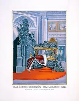 Silver Sarcophagus of Saint Alexander Nevsky in the Saint Alexander Nevsky Lavra, 1859. Artist: Anonymous