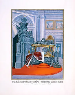 Silver Sarcophagus of Saint Alexander Nevsky in the Saint Alexander Nevsky Lavra, 1859. Artist: Anonymous Silver Sarcophagus of Saint Alexander Nevsky in the Saint Alexander Nevsky Lavra, 1859. Artist: Anonymous