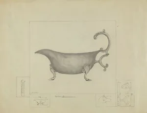 Graphite On Paper Prints: Silver Sauce Boat, 1935/1942. Creator: Henry Meyers