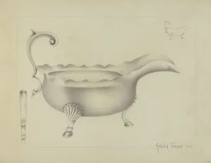 Gravy Boat Prints: Silver Sauce Boat, 1936. Creator: Amelia Tuccio
