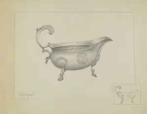 Capelli Giacinto Prints: Silver Sauce Boat, c. 1936. Creator: Giacinto Capelli