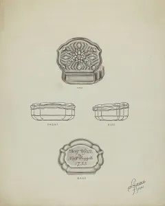 Snuffbox Prints: Silver Snuff Box, c. 1939. Creator: Lawrence Flynn