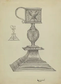 Snuffer Prints: Silver Snuffer Stand, c. 1936. Creator: Michael Fenga
