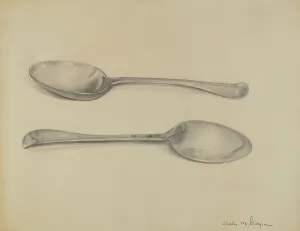 Charles Garjian Prints: Two Silver Soup Spoons, c. 1936. Creator: Charles Garjian